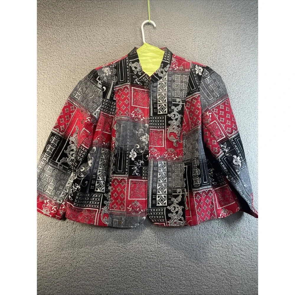 Molly & Maxx  1/4  Zip Blazer Women's Size‎ 3X Red And Black Casual Business
